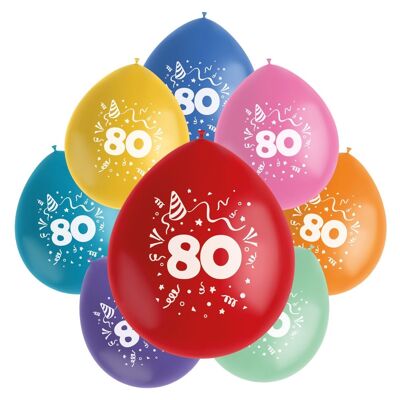 Palloncini Color Pop 80 Anni 23cm - 8 pezzi