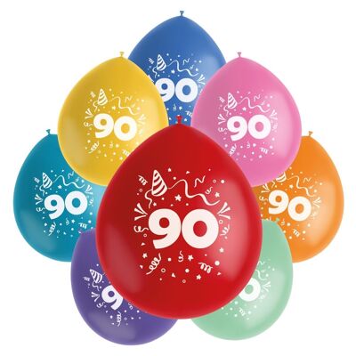 Ballonnen Color Pop 90 Jaar 23cm - 8 stuks