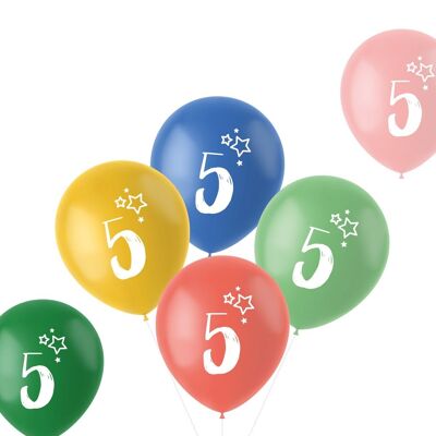 Balloons Retro 5 Years Multicolored 33cm - 6 pieces