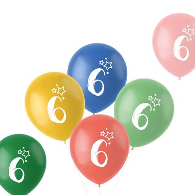 Balloons Retro 6 Years Multicolored 33cm - 6 pieces