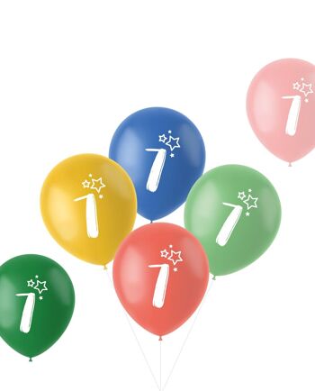 Ballons Rétro 7 Ans Multicolore 33cm - 6 pièces