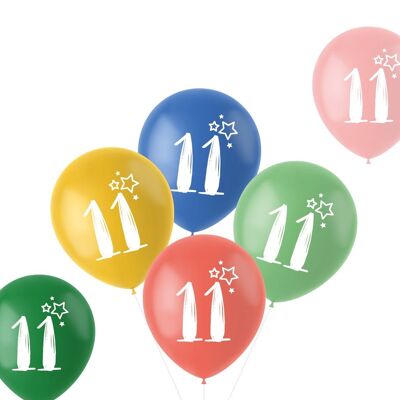 Balloons Retro 11 Years Multicolored 33cm - 6 pieces