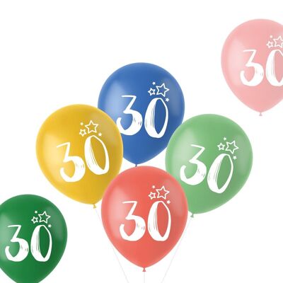 Balloons Retro 30 Years Multicolored 33cm - 6 pieces