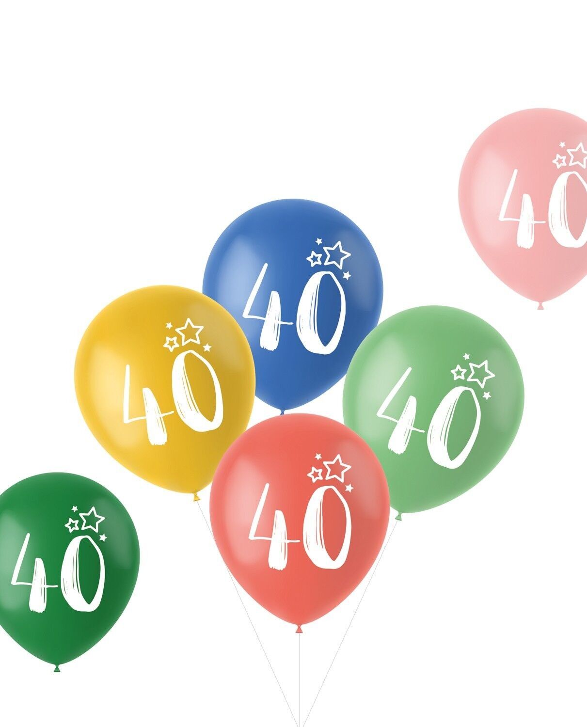 Luftballons Retro 40 Jahre Bunt 33cm - 6 Stück