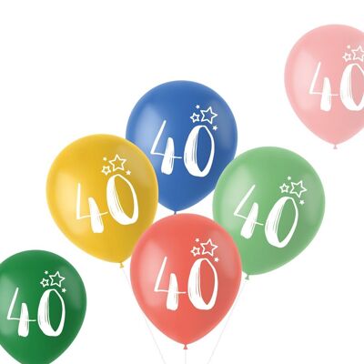 Balloons Retro 40 Years Multicolored 33cm - 6 pieces