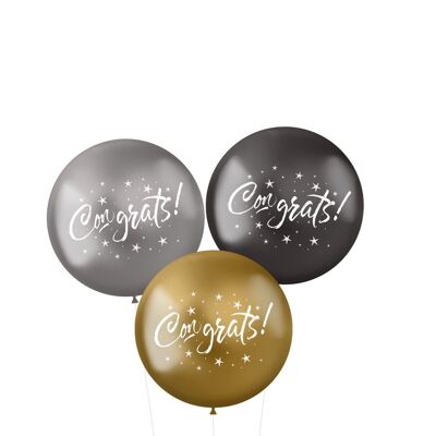 Ballonnen XL 'Congrats!' Electrum 48cm - 3 stuks