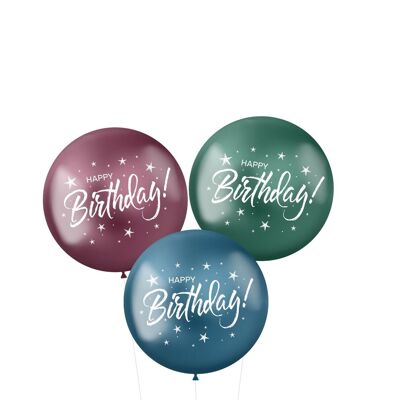Luftballons XL 'Happy Birthday!' Stern 48cm - 3 Stück