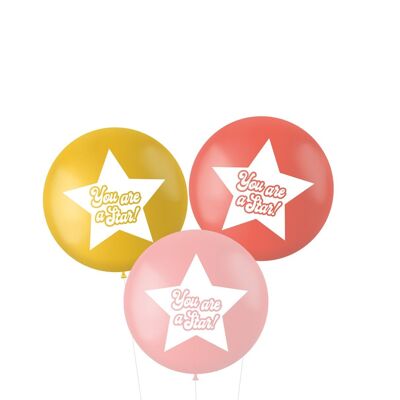 Luftballons XL 'Du bist ein Star!' Rosa/Rot 80cm - 3 Stück