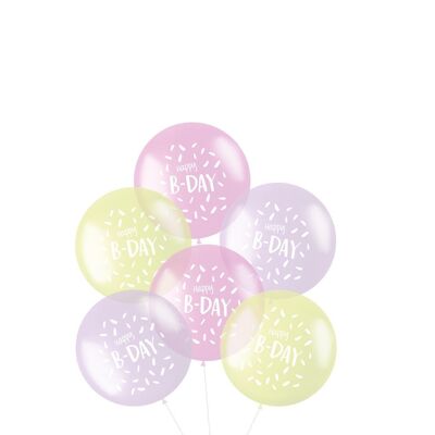 Palloncini XL Pastello 'Happy B-day' Rosa 48cm - 6 pezzi