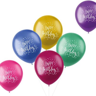 Ballonnen Shimmer Happy Birthday Meerkleurig 33cm - 6 stuks
