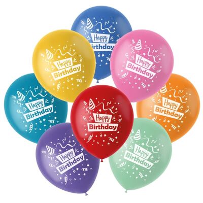Balloons Color Pop 'Happy Birthday!' Multicolored 23cm - 8 pieces