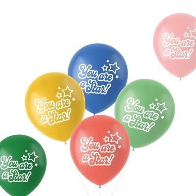 Ballons Rétro 'You are a Star' Multicolore 33cm - 6 pièces