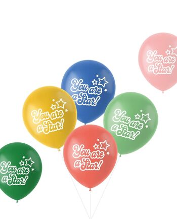 Ballons Rétro 'You are a Star' Multicolore 33cm - 6 pièces