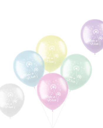 Ballons Pastel 'Make a Wish' Multicolore 33cm - 6 pièces