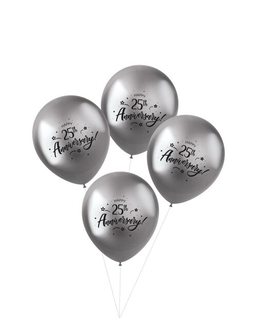 Ballonnen Shimmer 25th Anniversary 33cm - 4 stuks