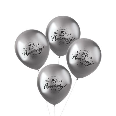 Ballonnen Shimmer 25th Anniversary 33cm - 4 stuks