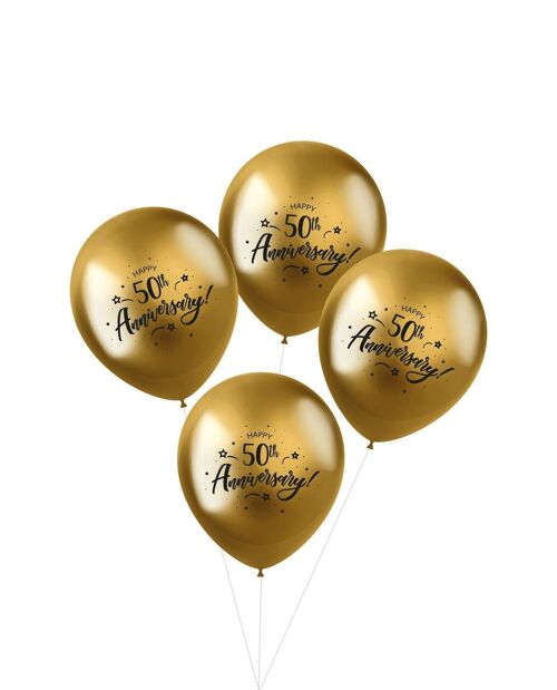 Ballonnen Shimmer 50th Anniversary 33cm - 4 stuks