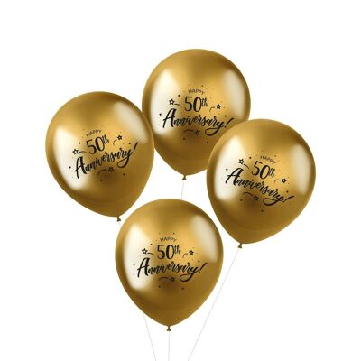 Ballonnen Shimmer 50th Anniversary 33cm - 4 stuks