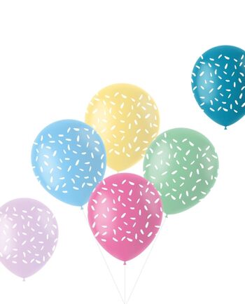 Ballons Pastel Sprinkles Multicolore 33cm - 6 pièces