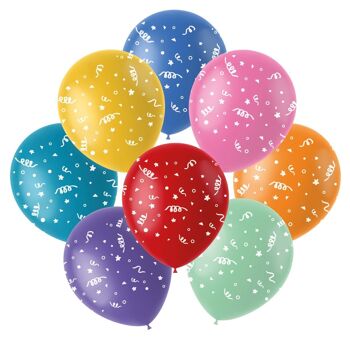 Ballons Color Pop Confetti Multicolore 23cm - 8 pièces