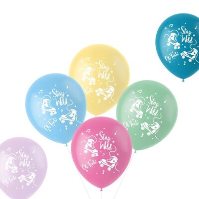 Globos Pastel 'Stay Wild' Patinaje sobre ruedas Multicolor 33cm - 6 piezas