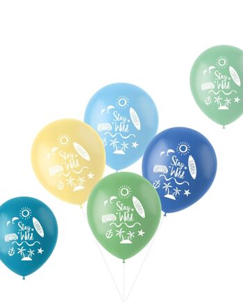 Ballons Pastel 'Stay Wild' Surf Multicolore 33cm - 6 pièces