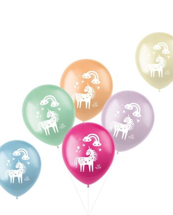 Ballons Licornes & Arcs-en-ciel Multicolore 33cm - 6 pièces