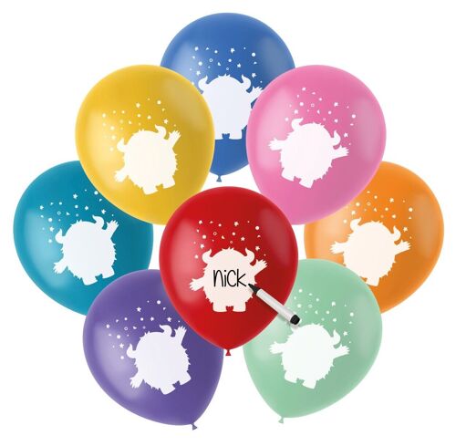 Ballonnen Beschrijfbaar Color Pop Monsters 23cm - 8 stuks