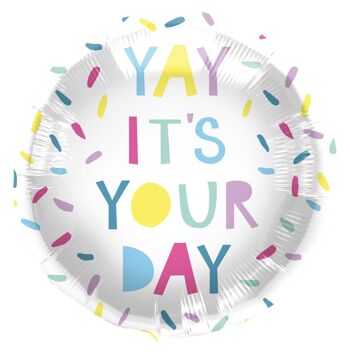 Ballon Aluminium 'Yay It's Your Day' Multicolore - 45cm