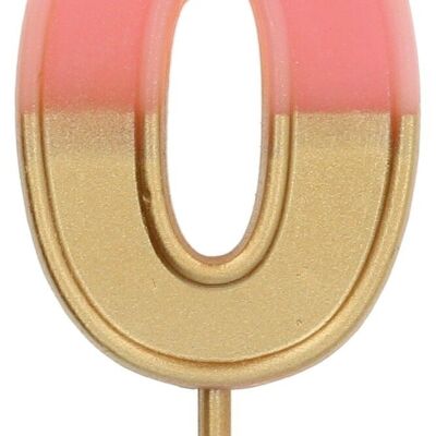 Candle Retro Numeral 0 Pink