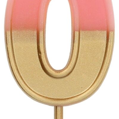 Vela Retro Numeral 0 Rosa