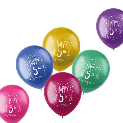 Ballonnen Shimmer 5 Jaar Meerkleurig 33cm - 6 stuks