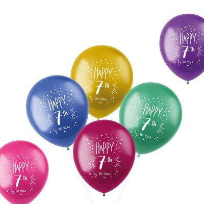 Ballonnen Shimmer 7 Jaar Meerkleurig 33cm - 6 stuks