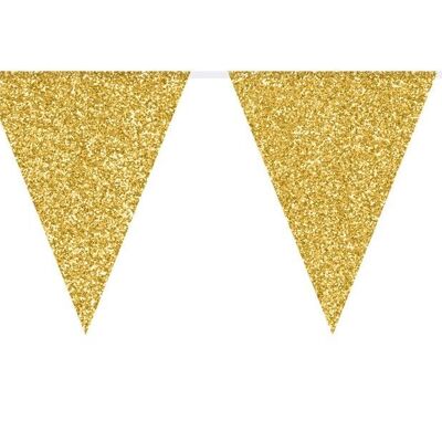 Bunting Glamor Glitter Gold colored - 6 meters