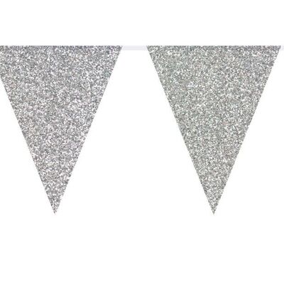 Bunting Glamor Glitter Silver colored - 6 meters