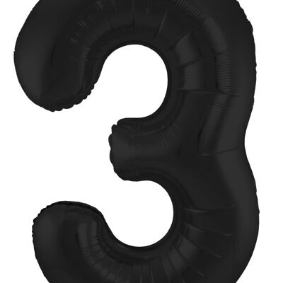 Globo Foil Número 3 Negro Metálico Mate - 86 cm