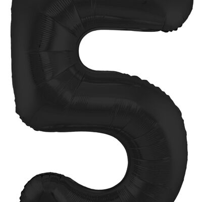 Foil Balloon Number 5 Black Metallic Matte - 86 cm