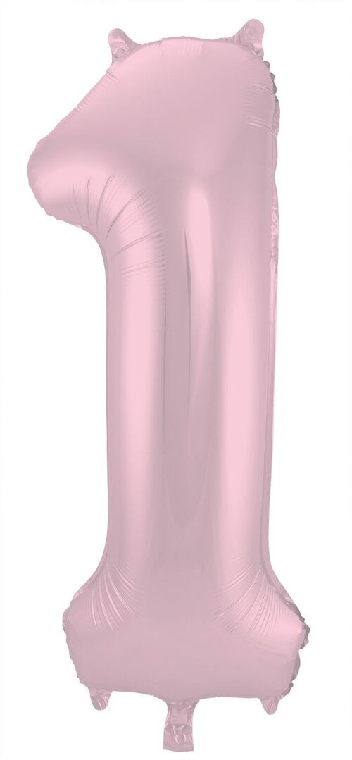 Folieballon Cijfer 1 Pastel Roze Metallic Mat - 86 cm