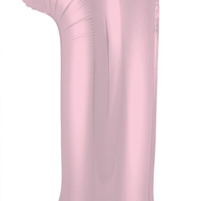 Folienballon Nummer 1 Pastellrosa Metallic Matt - 86 cm