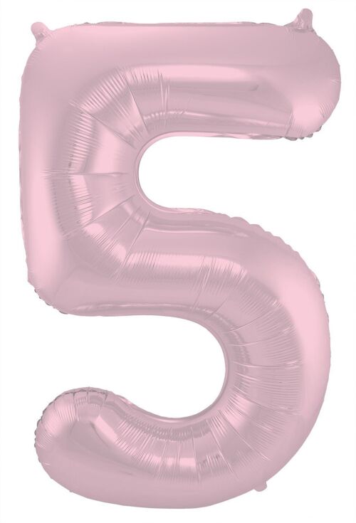 Folieballon Cijfer 5 Pastel Roze Metallic Mat - 86 cm