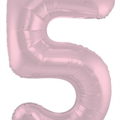 Ballon aluminium numéro 5 Rose Pastel Métallisé Mat - 86 cm