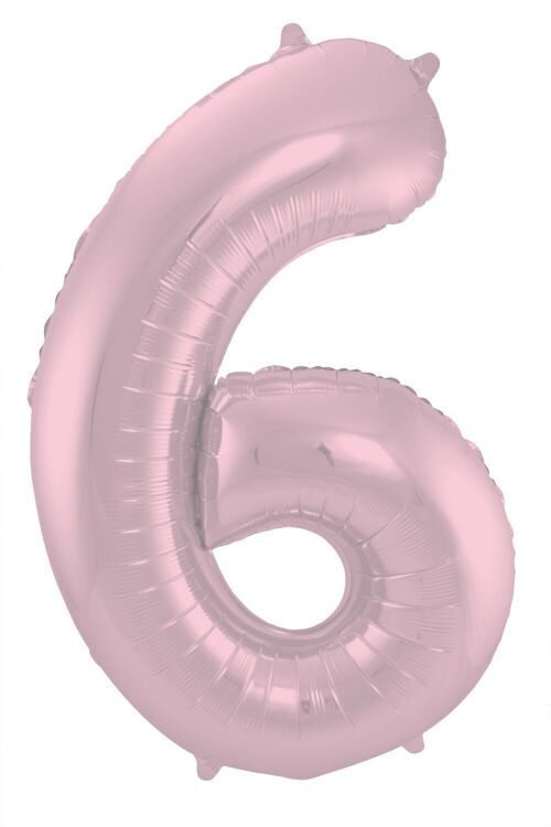 Folieballon Cijfer 6 Pastel Roze Metallic Mat - 86 cm