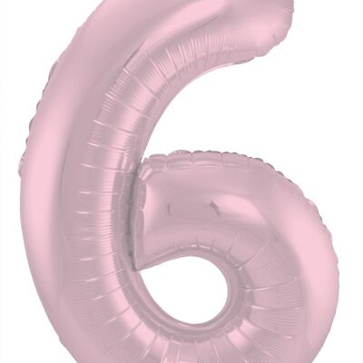 Palloncino Foil Numero 6 Rosa Pastello Metallico Opaco - 86 cm