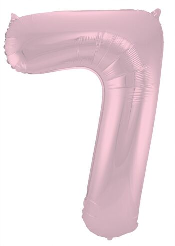 Ballon aluminium numéro 7 Rose Pastel Métallisé Mat - 86 cm