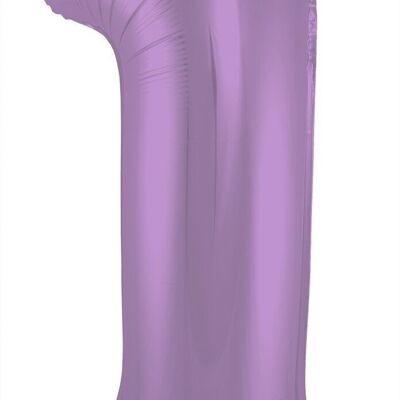 Ballon aluminium numéro 1 violet métallisé mat - 86 cm