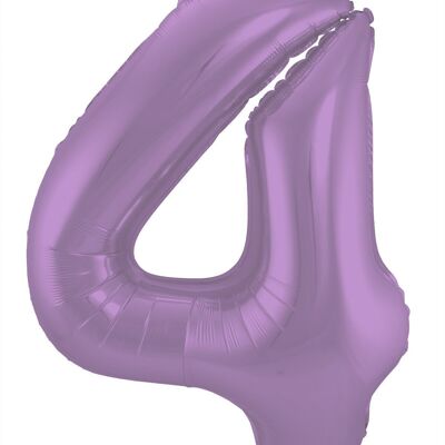 Ballon aluminium numéro 4 violet métallisé mat - 86 cm