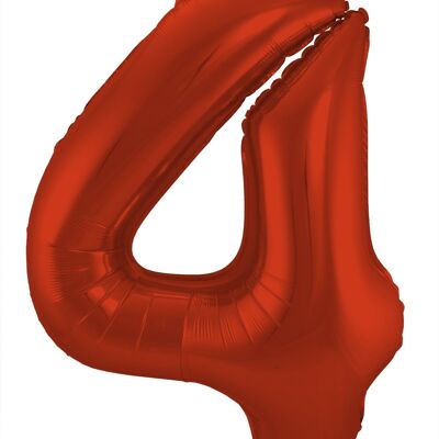 Palloncino Foil Numero 4 Rosso Metallico Opaco - 86 cm