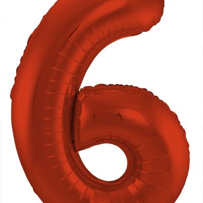 Palloncino Foil Numero 6 Rosso Metallico Opaco - 86 cm