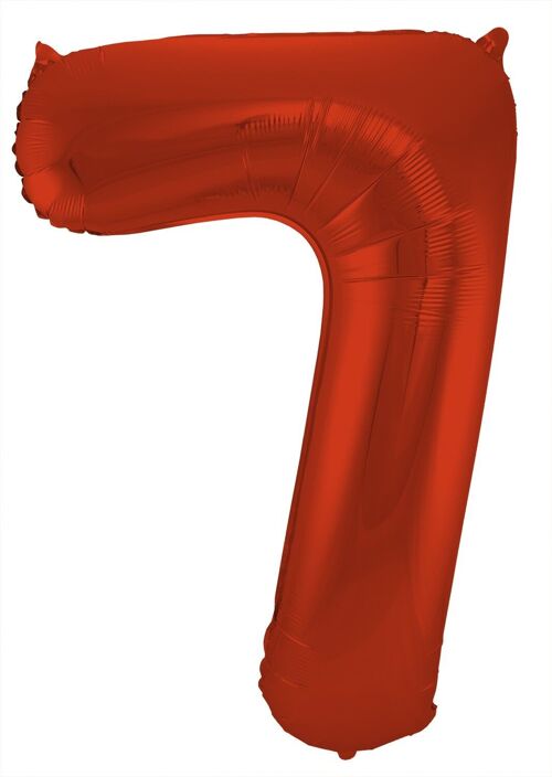 Folieballon Cijfer 7 Rood Metallic Mat - 86 cm