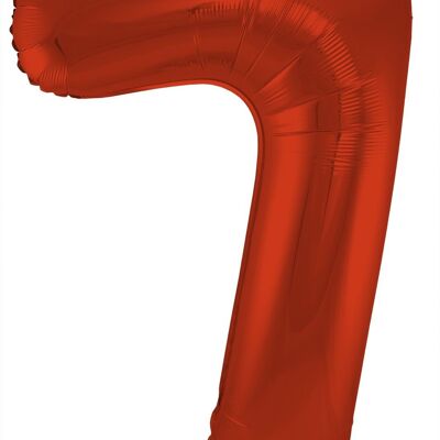 Folienballon Zahl 7 Rot Metallic Matt - 86 cm